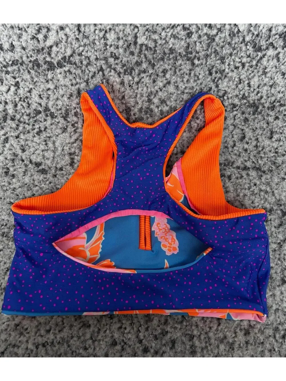 Maaji Girls Reversible Bikini Top Small 6-8 Colorful Zip Swim NWOT